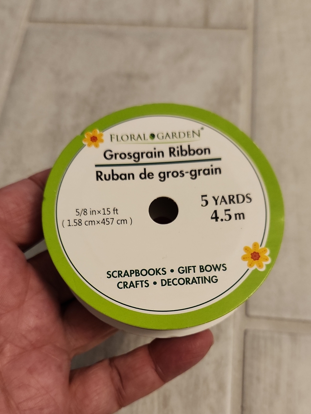 Green Grosgrain Ribbon - 5 Yards
